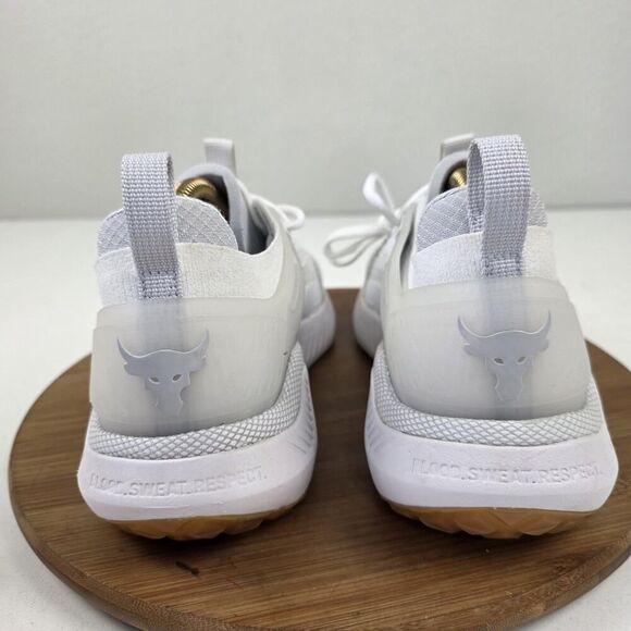 Under Armour Project Rock Shoes Mens Size 10 White HOVR Training Sneakers Gym - Picture 8 of 16